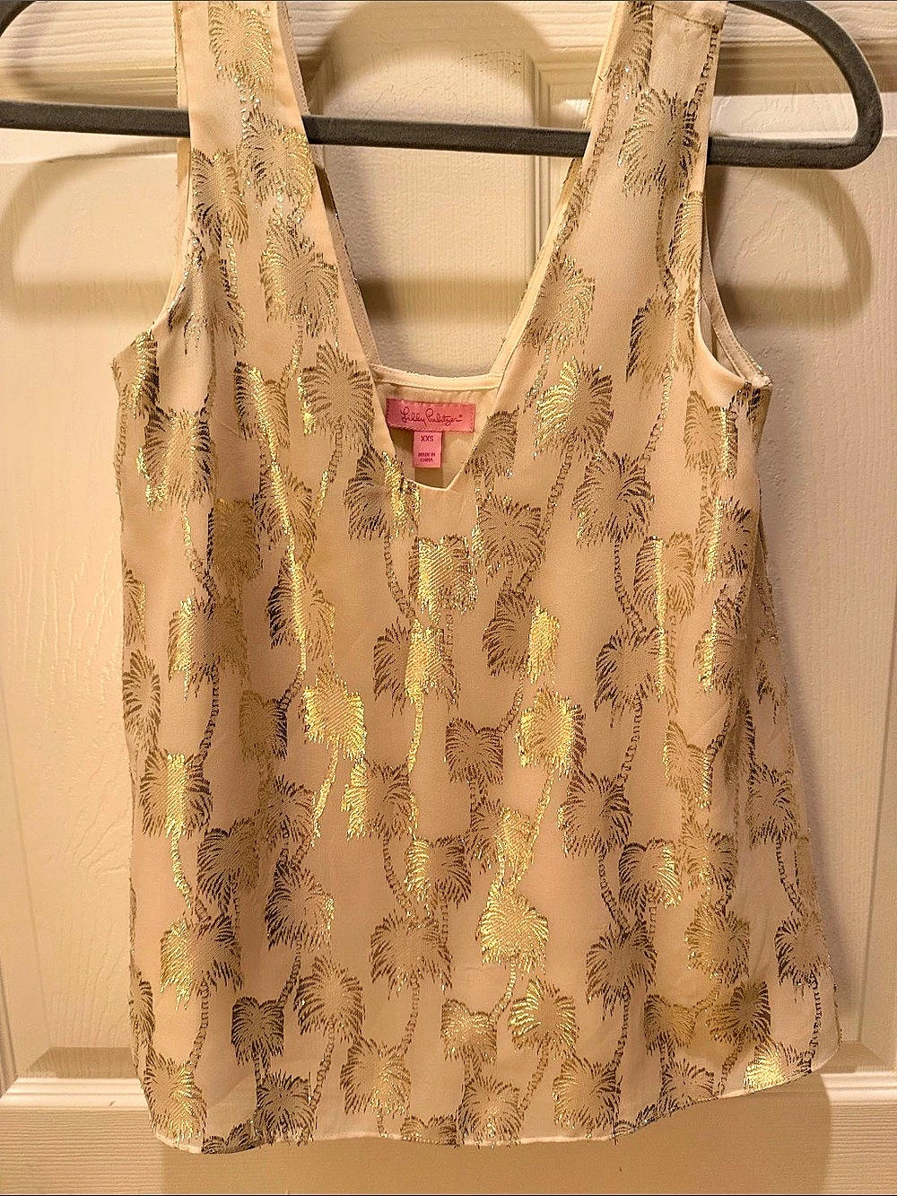Lilly Pulitzer Florin Silk Tank Top Pink & Gold XXS